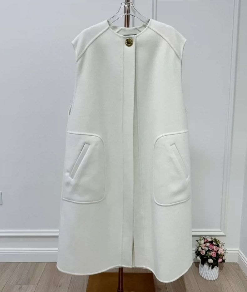 Loro Piana LOEWE Classic beige white cashmere long jacket Size S / US 4 / IT 40 - 1 Thumbnail