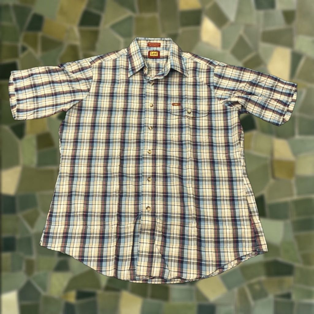 Lee VINTAGE Lee Shirt Mens Large Plaid Pockets Stretch Short Sleeve Size US L / EU 52-54 / 3 - 1 Thumbnail