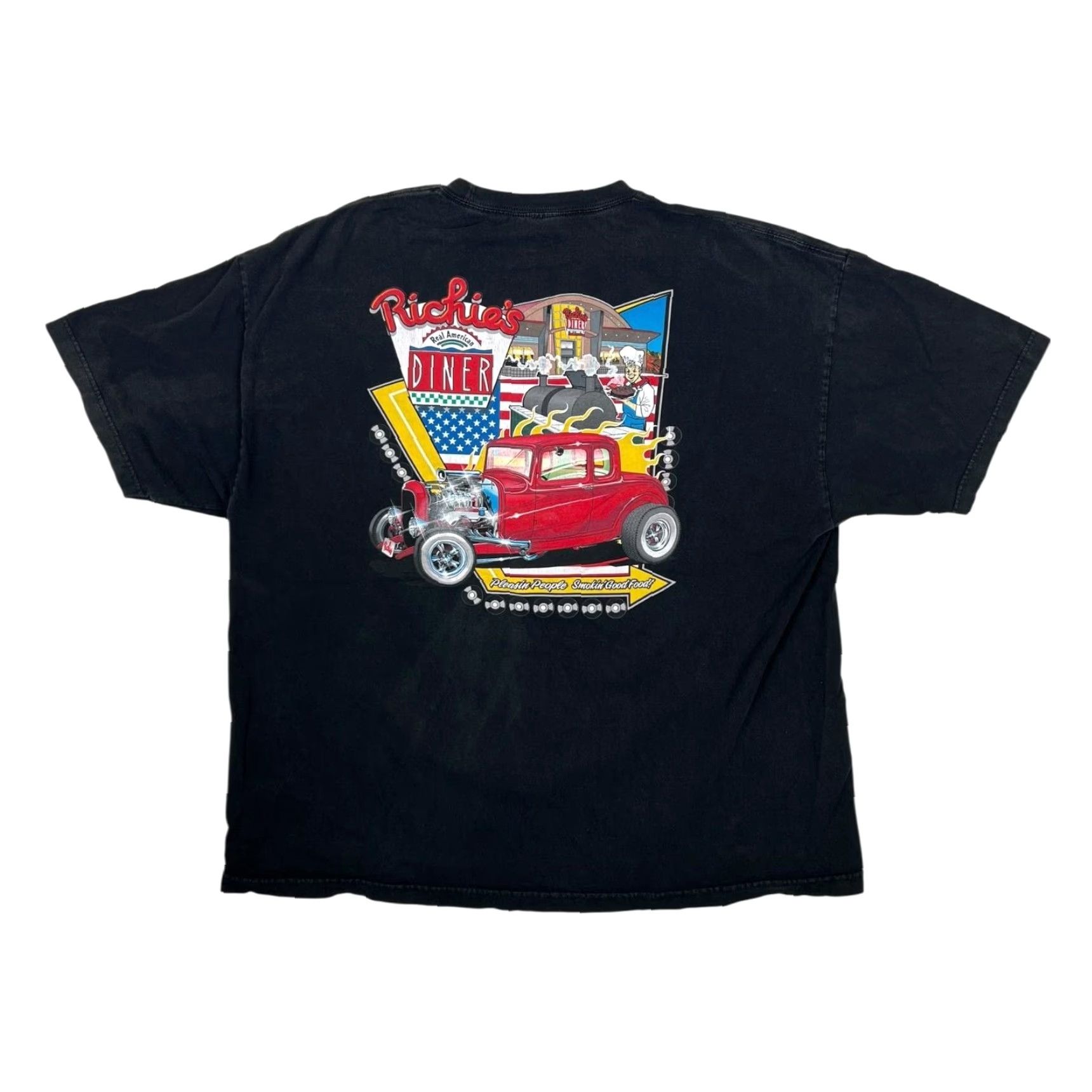 Vintage Richie's Diner T-Shirt Mens 3XL Black Graphic Print Americana Diner Hot Rod Car USA Size US XXL / EU 58 / 5 - 2 Thumbnail