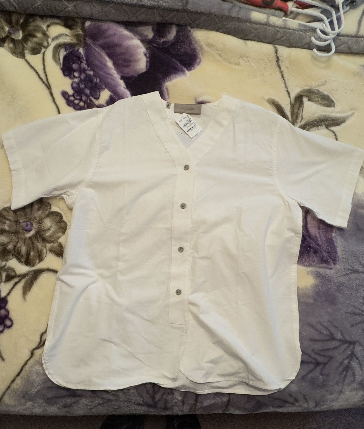 image of Fear Of God V-Nevk Button Up in White, Men's (Size XL)