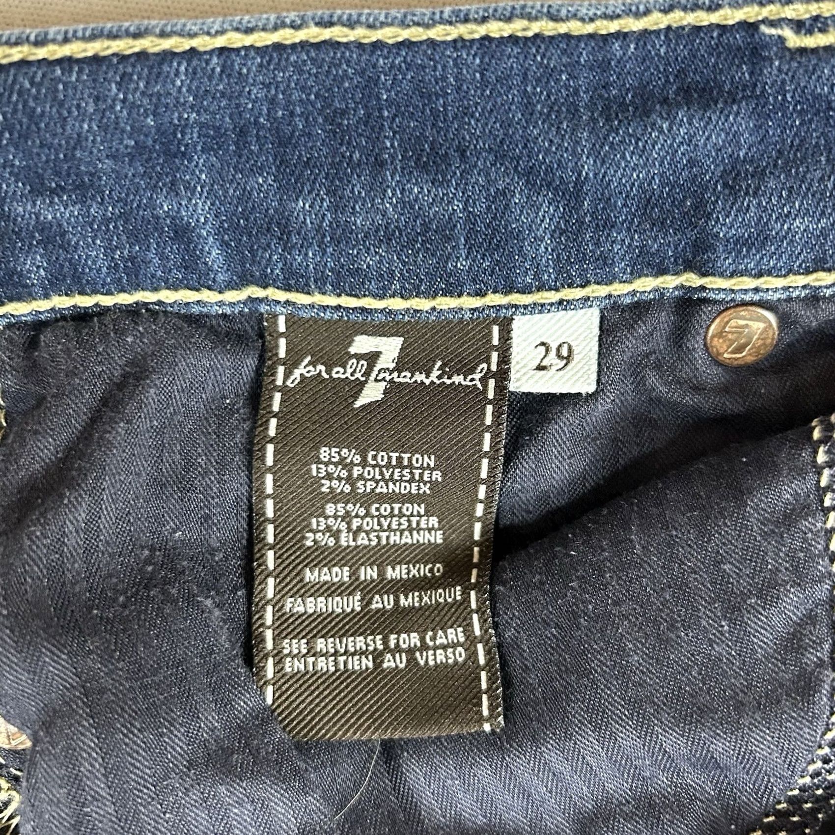 7 For All Mankind 7 For All Mankind Josefina Jeans Women Skinny 29 Blue Denim 5-Pocket Stretch Regular Inseam 28 Modern Vintage No Size 29" - 7 Thumbnail
