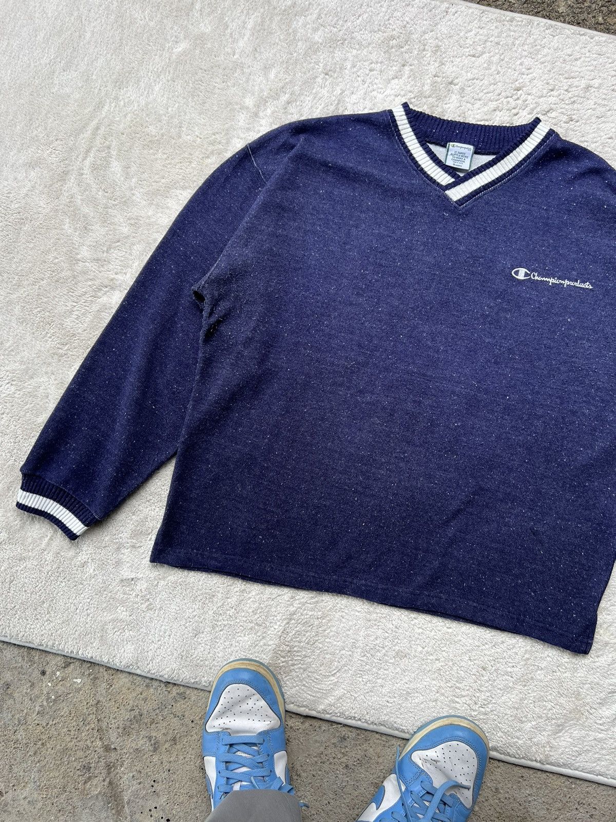 Champion × Vintage Vintage Champion Sweatshirt V-sheap coller Size US L / EU 52-54 / 3 - 3 Thumbnail