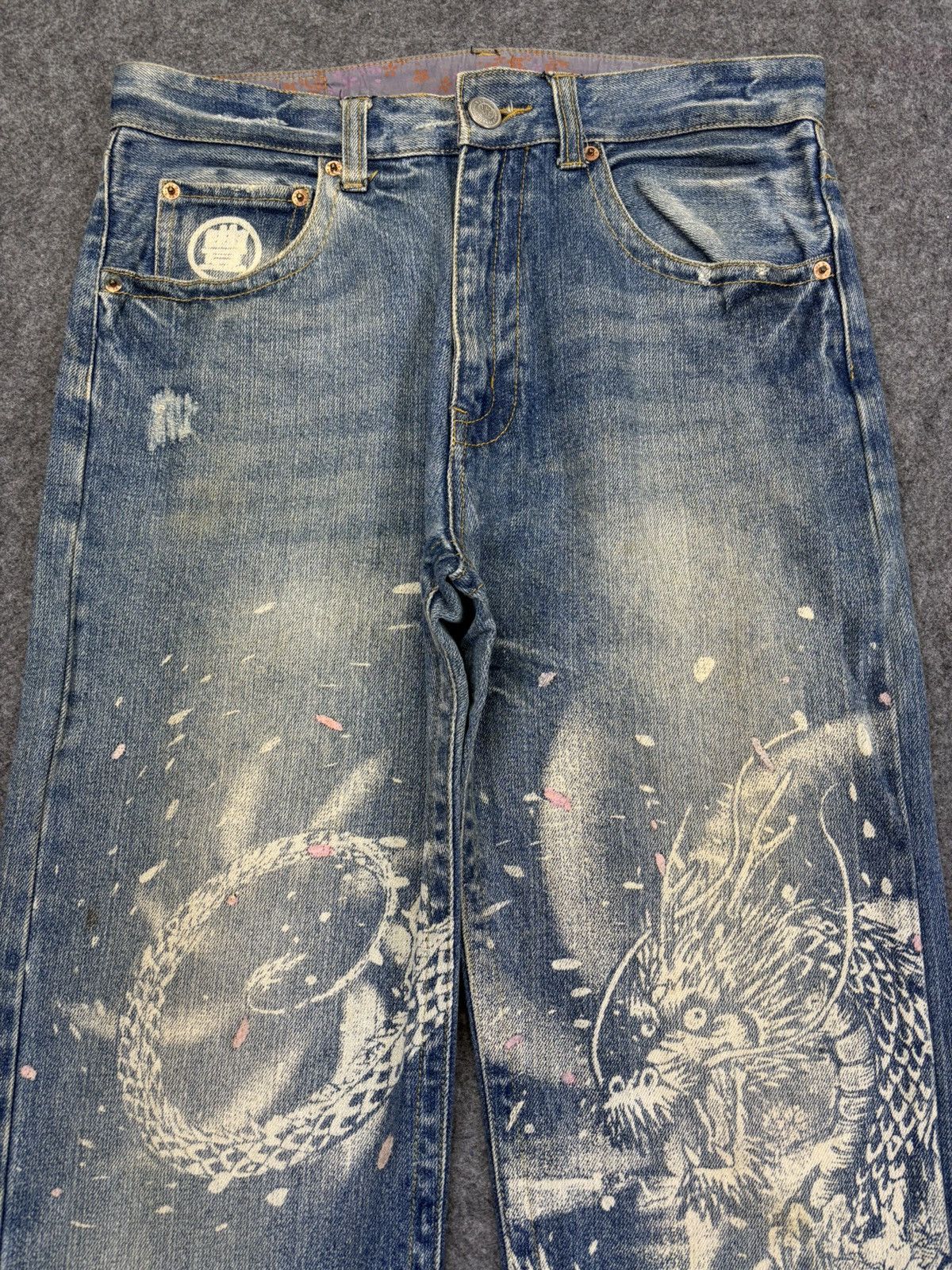 Japanese Brand 💥Art💥BUDEN Japan Dragon Print Stylish Design Denim F874 Size US 30 / EU 46 - 3 Thumbnail
