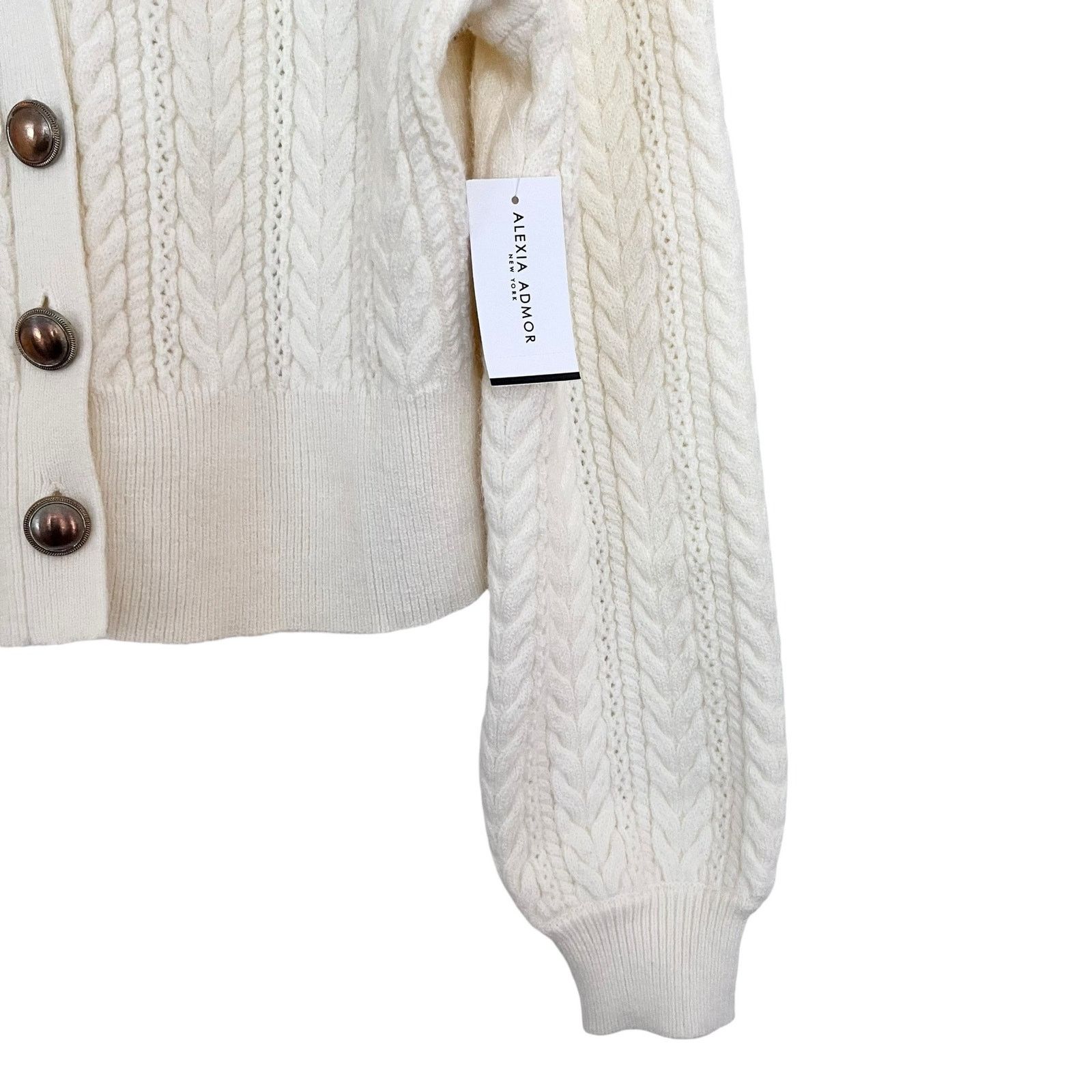 Other Alexia Admor Hazel Ivory Cable Knit Cardigan Sweater Size XL / US 12-14 / IT 48-50 - 6 Thumbnail