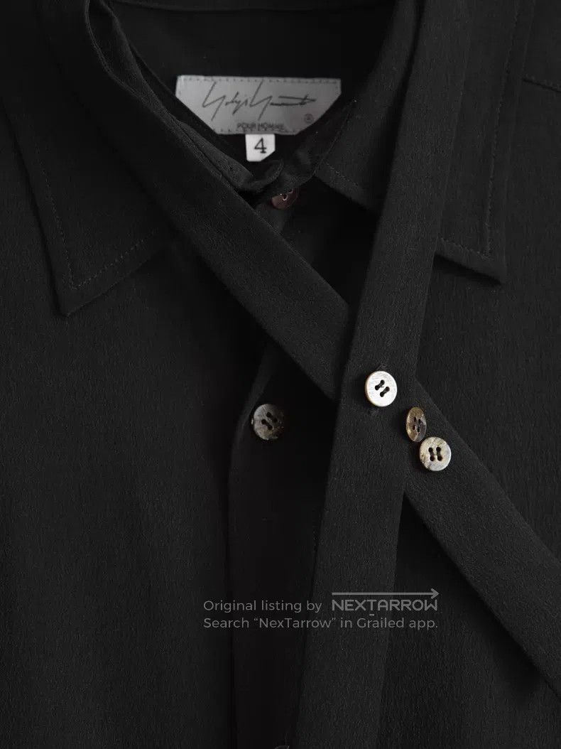 Yohji Yamamoto Yohji Yamamoto 24AW double collar ribbon silk shirt| Size US XL / EU 56 / 4 - 3 Thumbnail