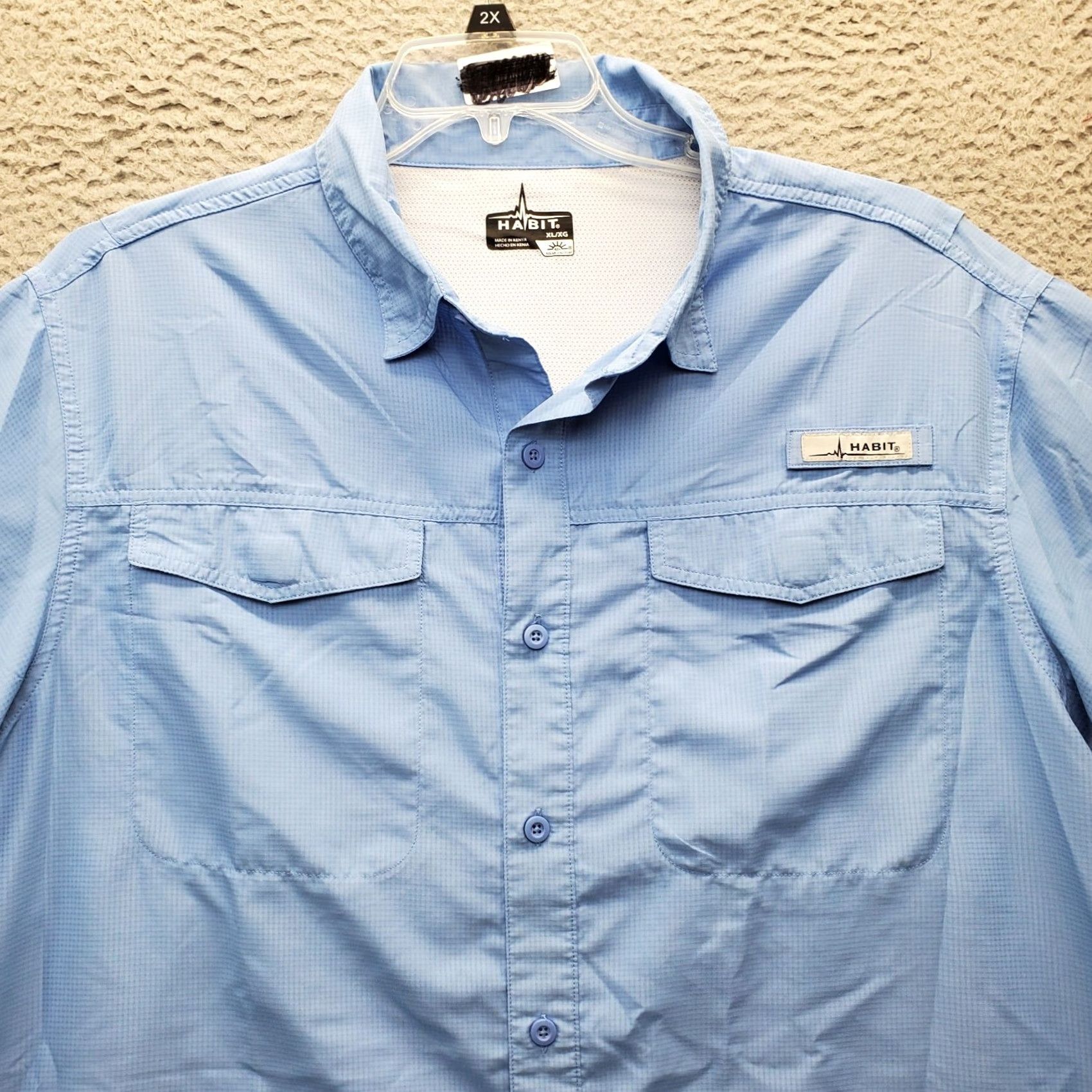 Habitat Habit Fishing Camping Shirt Men XL Blue Moisture Wicking Button-Up 40+ Solar Factor Size US XL / EU 56 / 4 - 3 Thumbnail