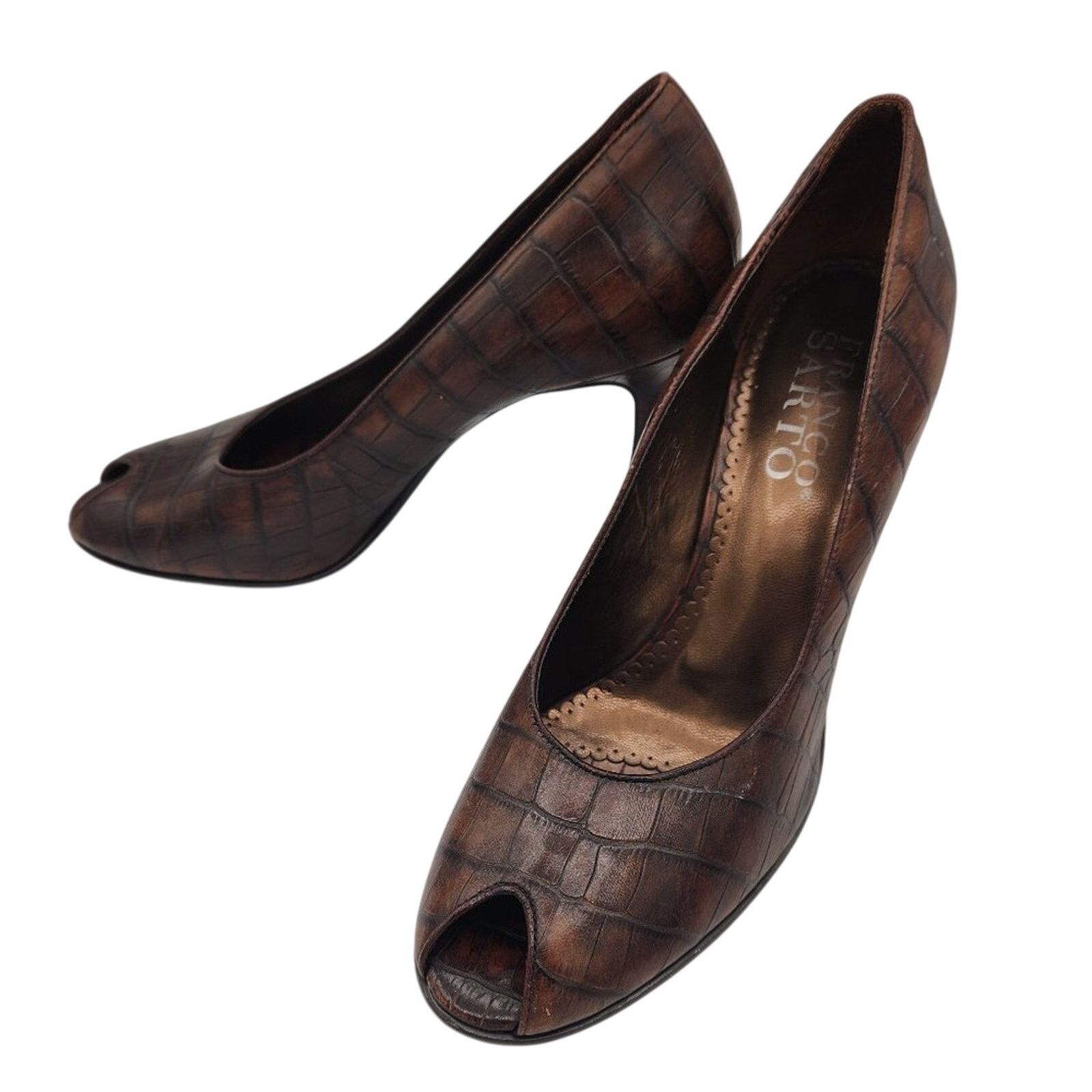 Franco Sarto Franco Sarto Crocodile Peep Toe Heels Size US 9.5 / IT 39.5 - 2 Thumbnail