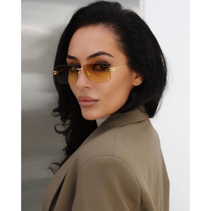 Bottega Veneta Bottega Veneta BV1126S 006 Sunglasses Gold Rectangle Frame Size ONE SIZE - 4 Thumbnail