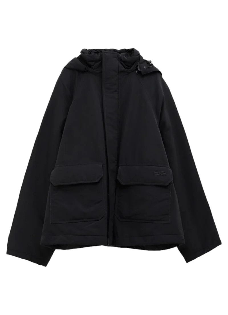 image of Balenciaga O1Mt1Gz0524 Bb Icon Kick Parka In Black, Men's (Size Small)