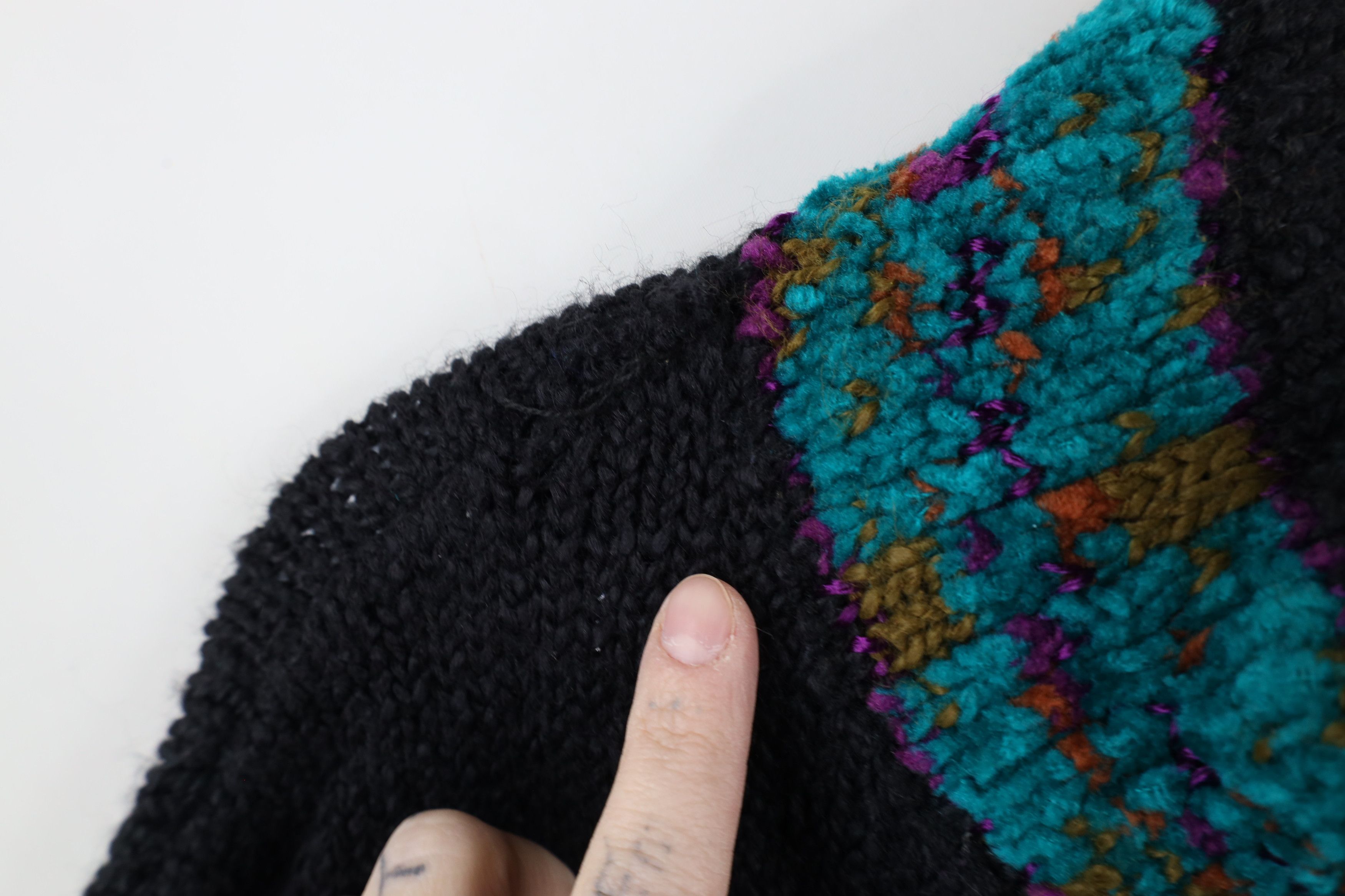 Vintage Vintage 90s Streetwear Flower Fleece Ribbed Knit Sweater Size XL / US 12-14 / IT 48-50 - 6 Thumbnail