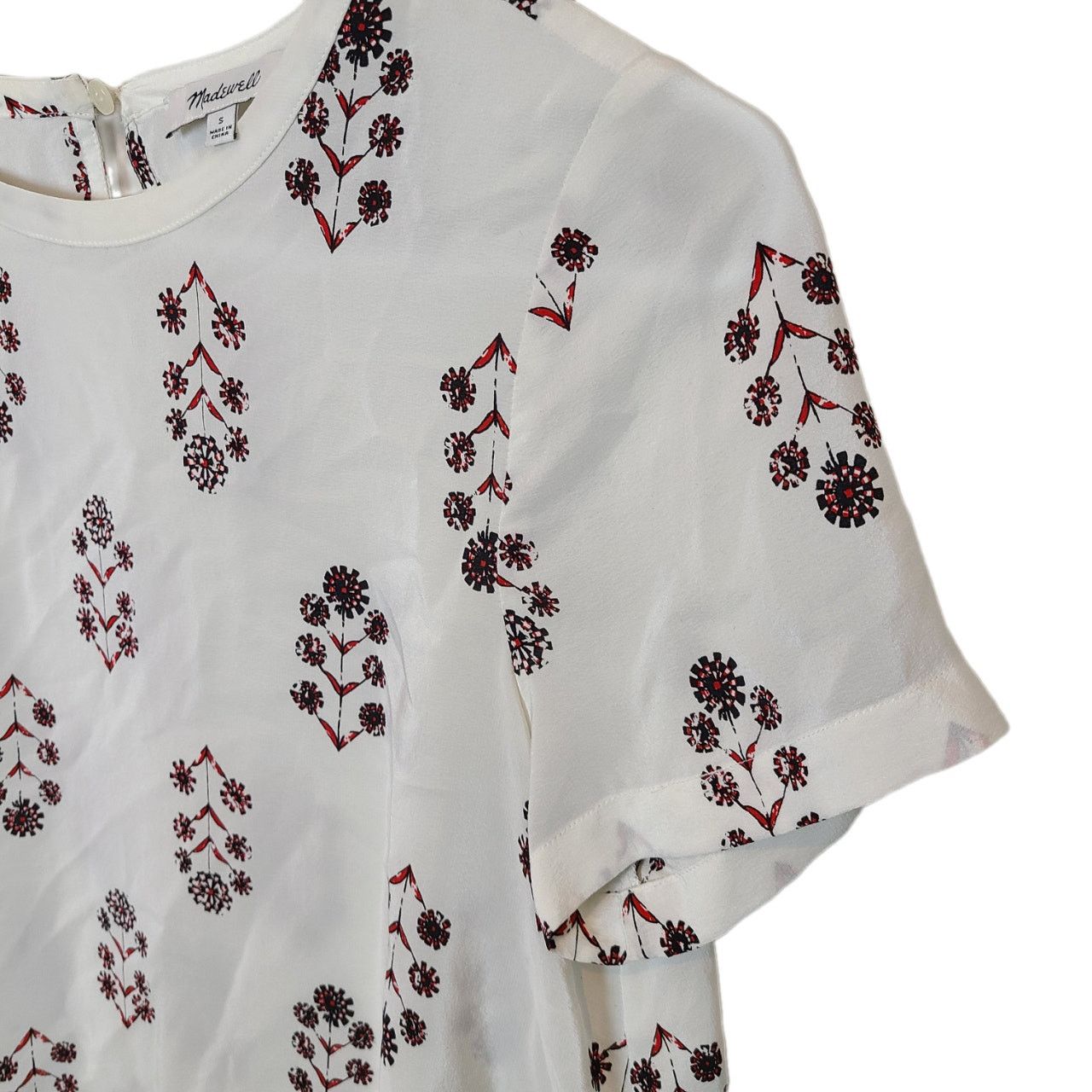 Madewell Madewell Womens Floral Silk Top S Boho Quiet Luxury Hippie Size S / US 4 / IT 40 - 5 Thumbnail