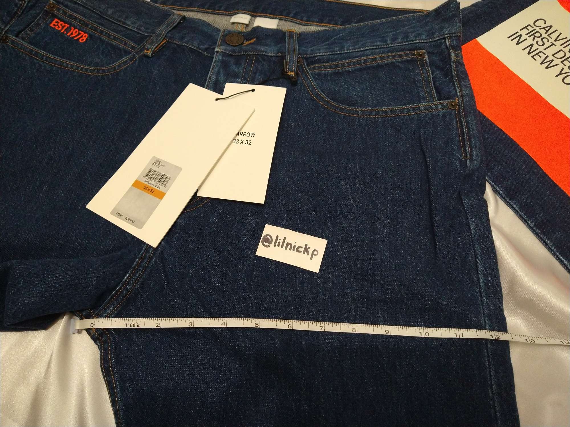 Calvin Klein 205W39NYC EST. 1978 Narrow Leg Apollo Blue Jeans Size US 33 - 8 Thumbnail