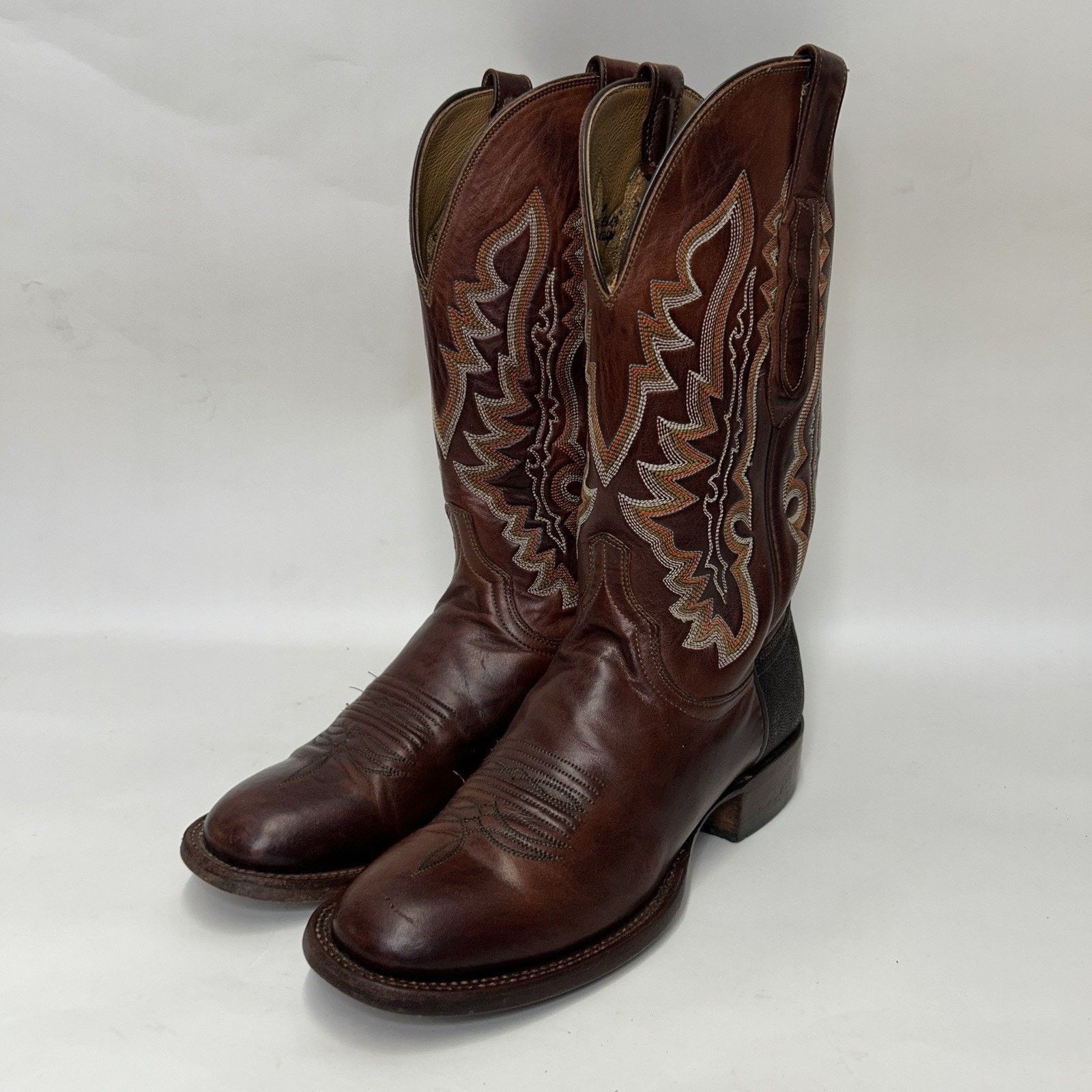 Lucchese Lucchese Shark Skin Square Toe Cowboy Boots “Brown” Size US 8 / EU 41 - 3 Thumbnail