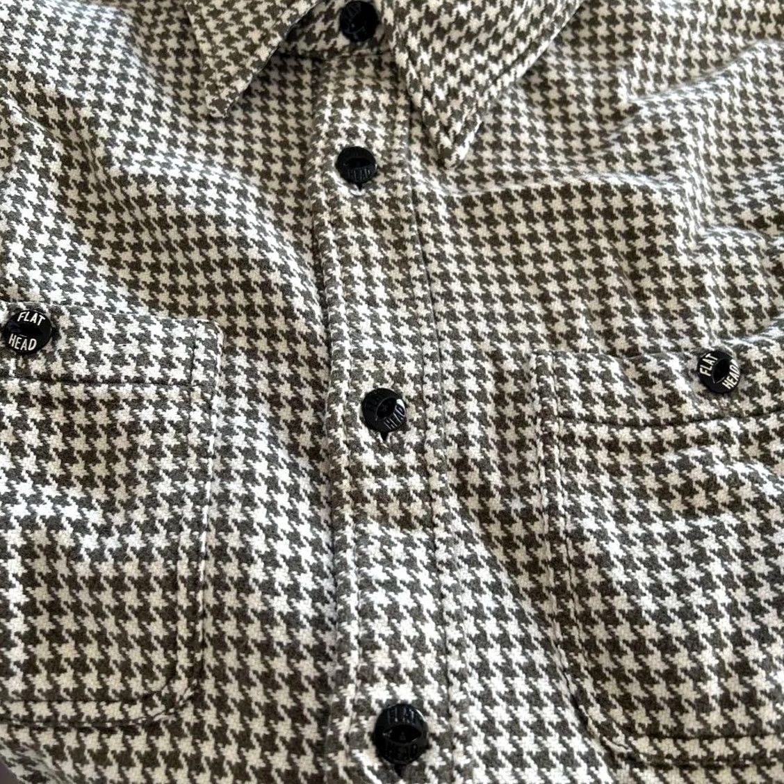 The Flat Head THE FLAT HEAD Heavy Flannel Shirt hound's-tooth Brown Work Casual Shirt Men 36 Brown White Flannel Button-Up Cotton Long Sleeve Collared 90s? Size US M / EU 48-50 / 2 - 4 Thumbnail