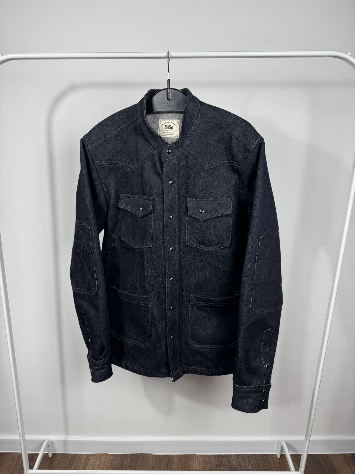 SoSo SoSo Heavy Raw Denim Jacket Indigo Workwear Trucker Coat L Size US L / EU 52-54 / 3 - 1 Thumbnail