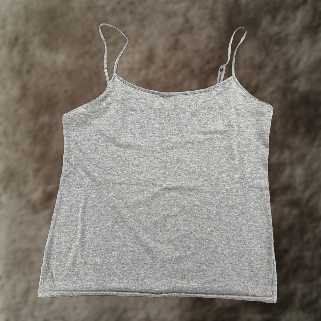 Loft Ann Taylor Loft Womens Gray Square Neck Stretch Spaghetti Strap Tank Top, Large Size L / US 10 / IT 46 - 1 Thumbnail