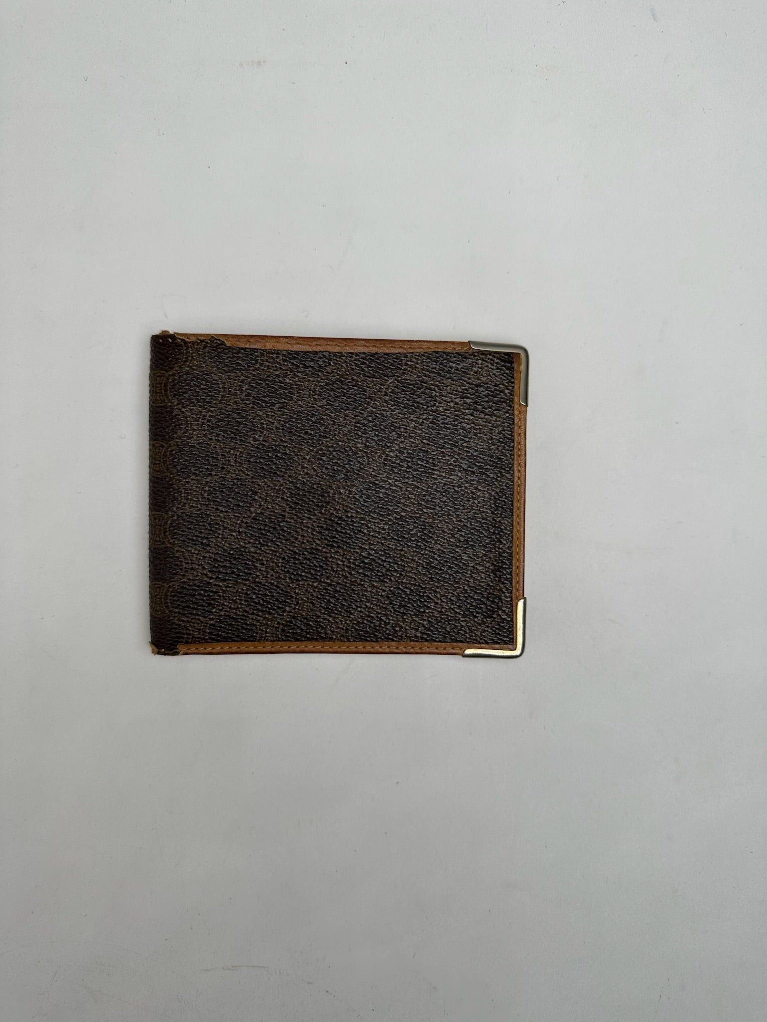 Vintage Monogram leather Card Holder / Flapable Wallet
