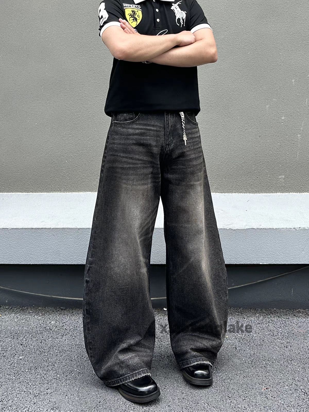 Japanese Brand × Jean Opium Cargo Flared Stack Jeans, Wide Leg