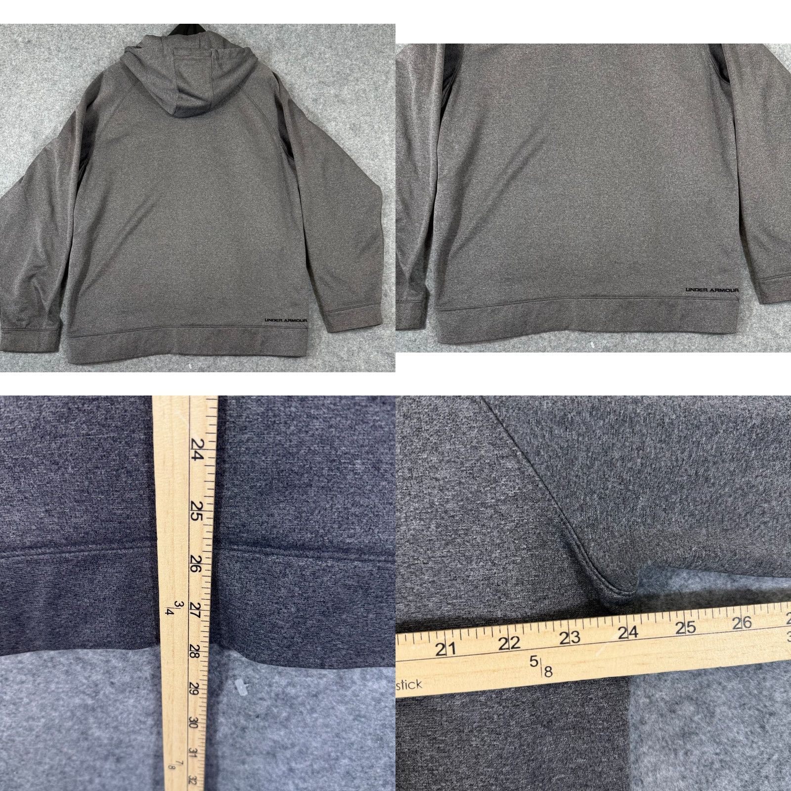 Under Armour Under Armour Hooded Sweatshirt Mens XL Gray Raglan Sleeve Full Zip Drawstring Sweatshirt Size US XL / EU 56 / 4 - 8 Thumbnail