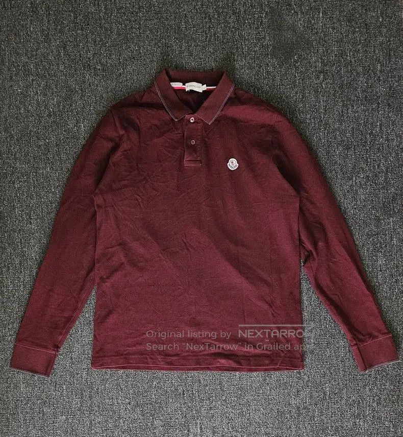 Moncler Moncler Men's Burgundy Long Sleeve Polo. Size US L / EU 52-54 / 3 - 1 Thumbnail