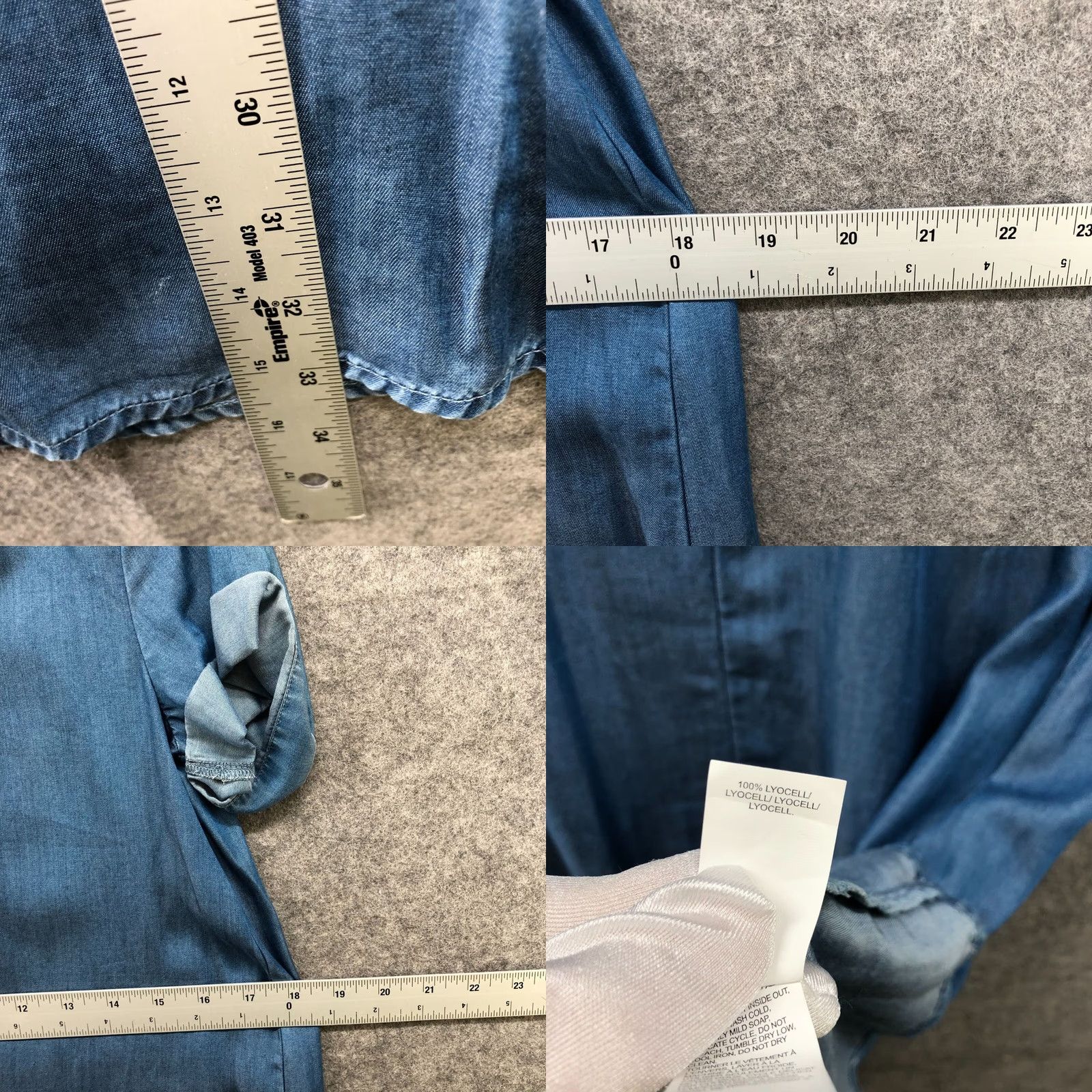 Lucky Brand Lucky Brand Chambray Dress Womens XS Blue Short Sleeve Lace Up Lyocell Mini Bohemian Slim Fit Casual Womens XS Size 26" / US 2 / IT 38 - 8 Thumbnail