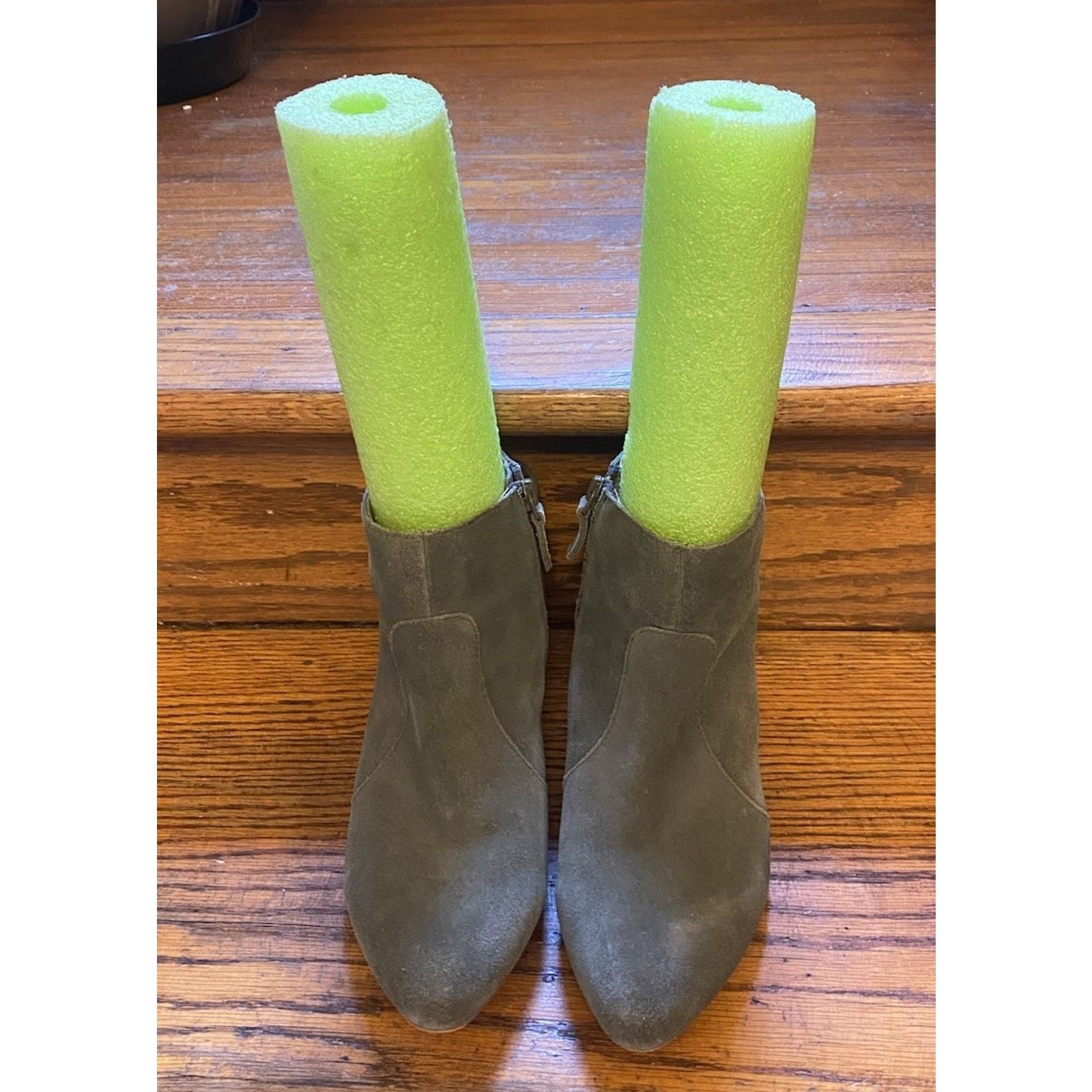 Elie Tahari Tahari Womens Boots 7.5M Green Suede Leather Lace Up Heel Size US 7.5 / IT 37.5 - 2 Thumbnail