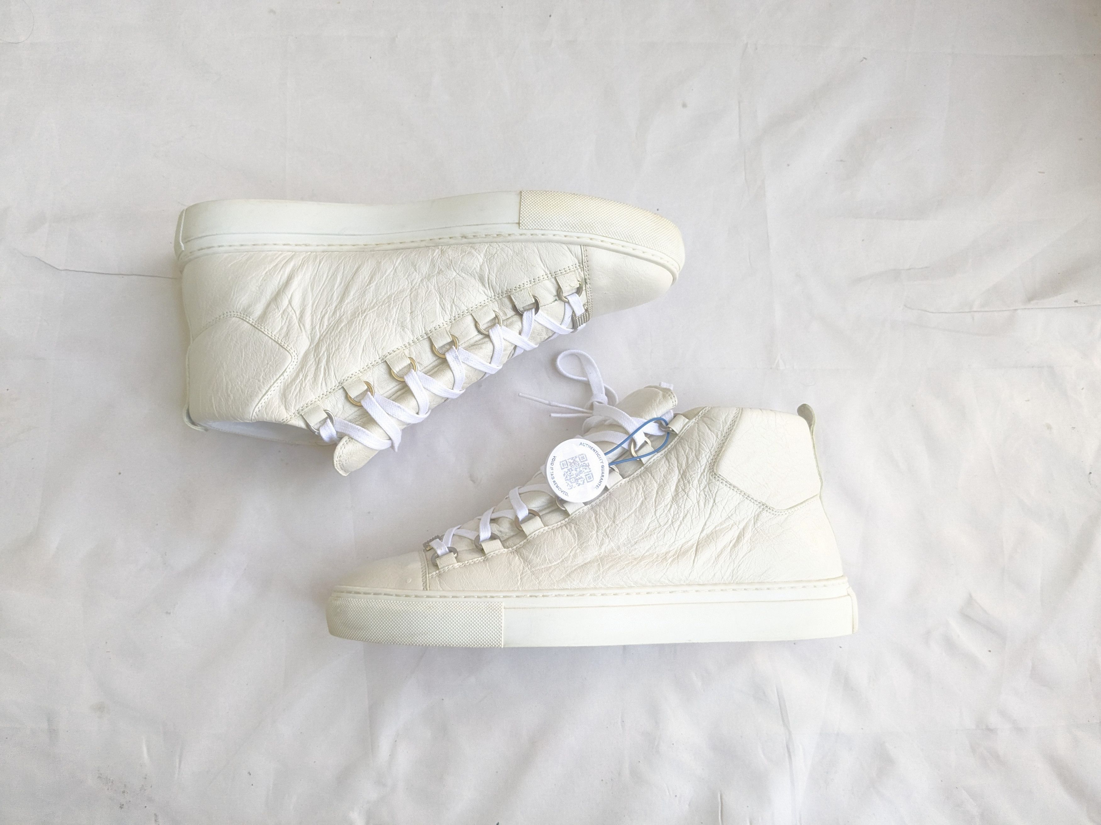 Balenciaga Arena White 10 Leather High Tops Lace Up