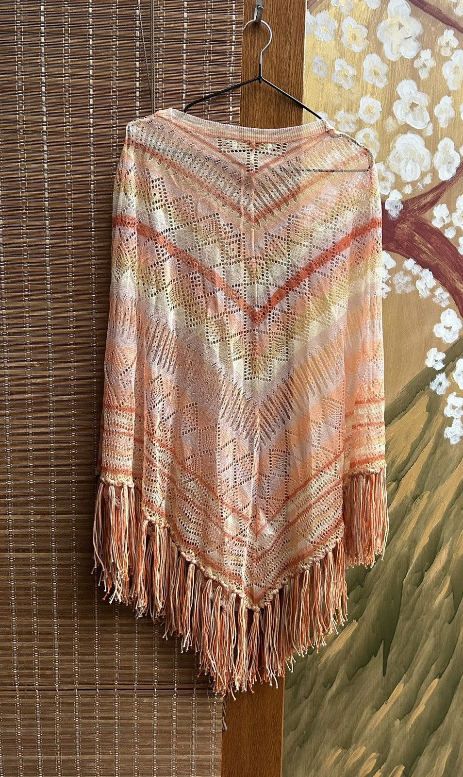 Valentino Valentino Crochet Fringed Striped Fine Knit Silk Poncho Cape Size M / US 6-8 / IT 42-44 - 2 Thumbnail