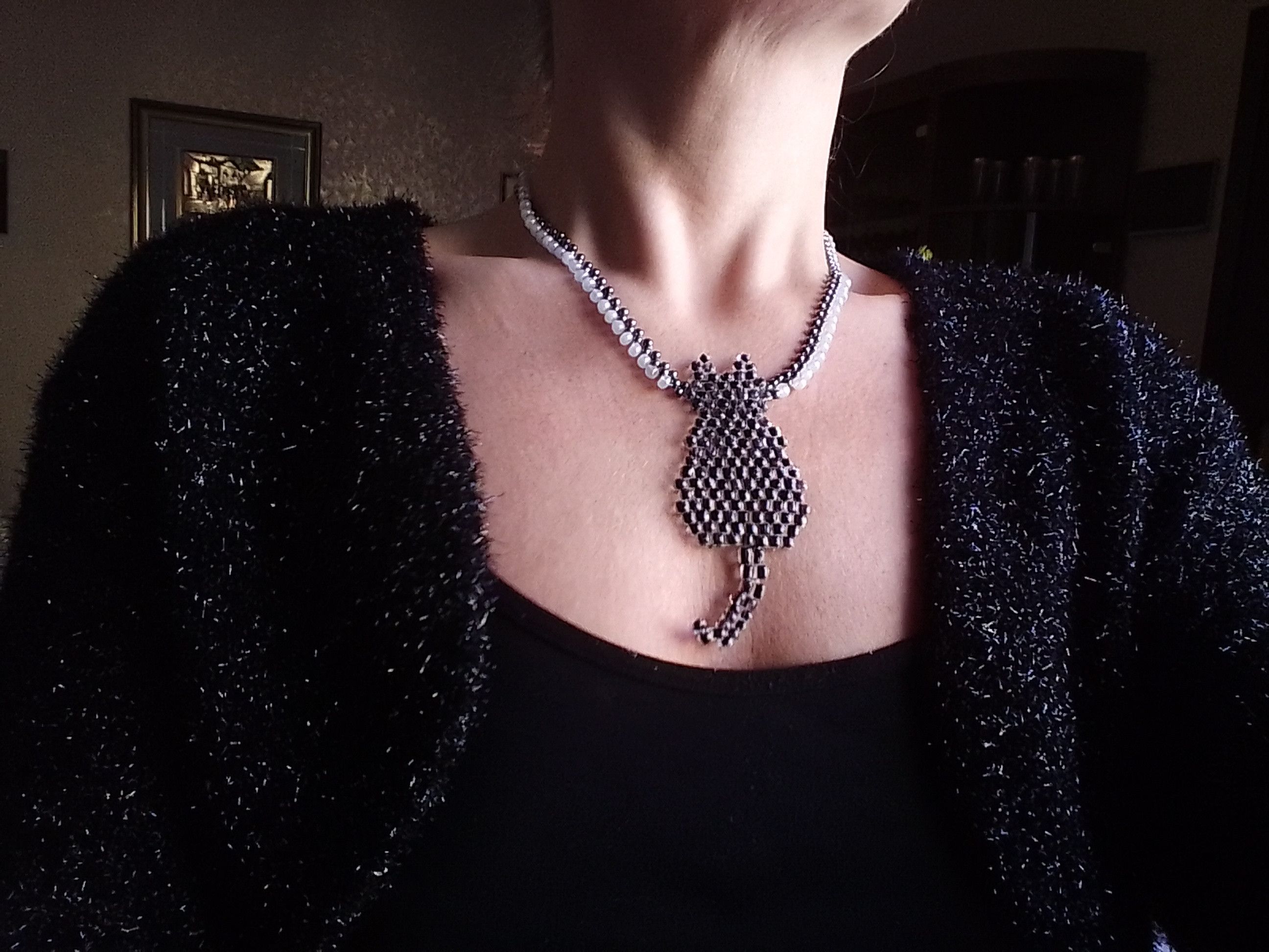 Handmade Necklace brass pendant black cat. Handmade Size ONE SIZE - 5 Thumbnail