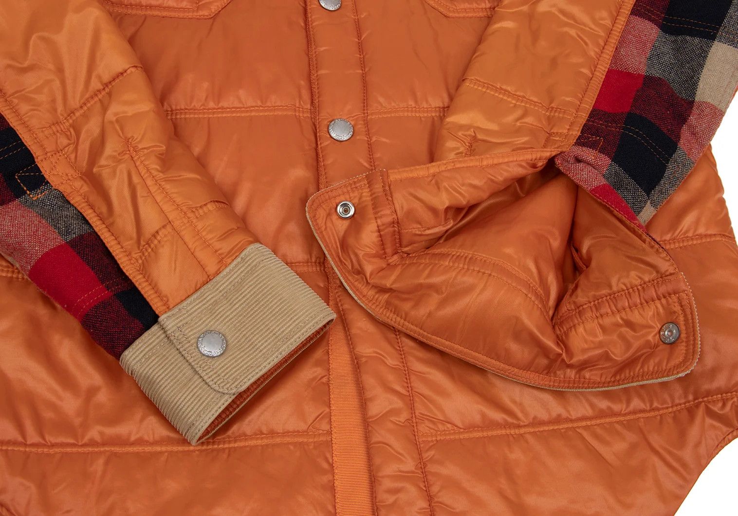Junya Watanabe Quilted Hybrid Shirt Jacket in Orange, Size XS Size US XS / EU 42 / 0 - 8 Thumbnail