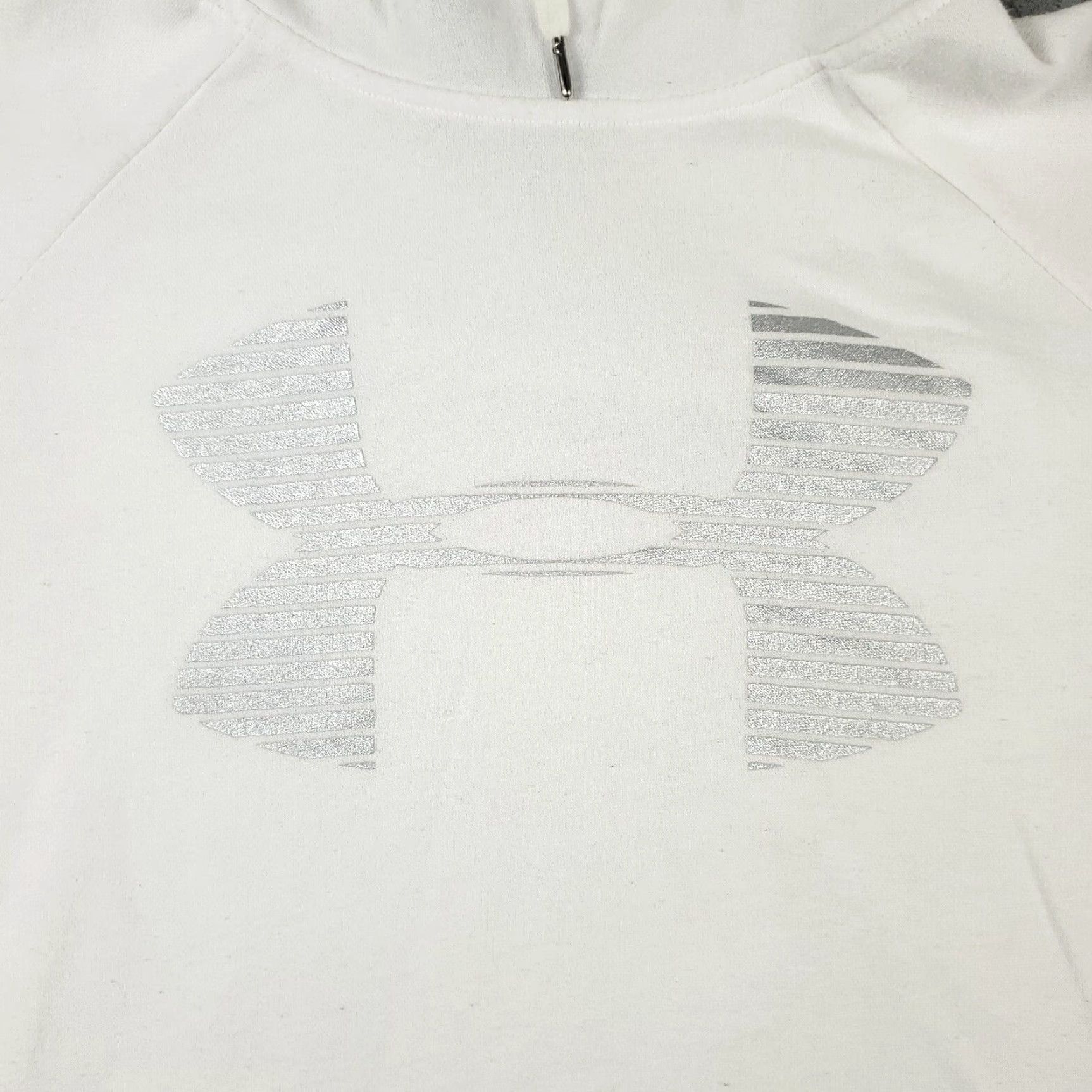 Under Armour Under Armour Hoodie Womens Large White Pullover Sweatshirt Mock Neck Logo Pockets All Seasons Regular Fit Sports Vintage: No Size L / US 10 / IT 46 - 2 Thumbnail