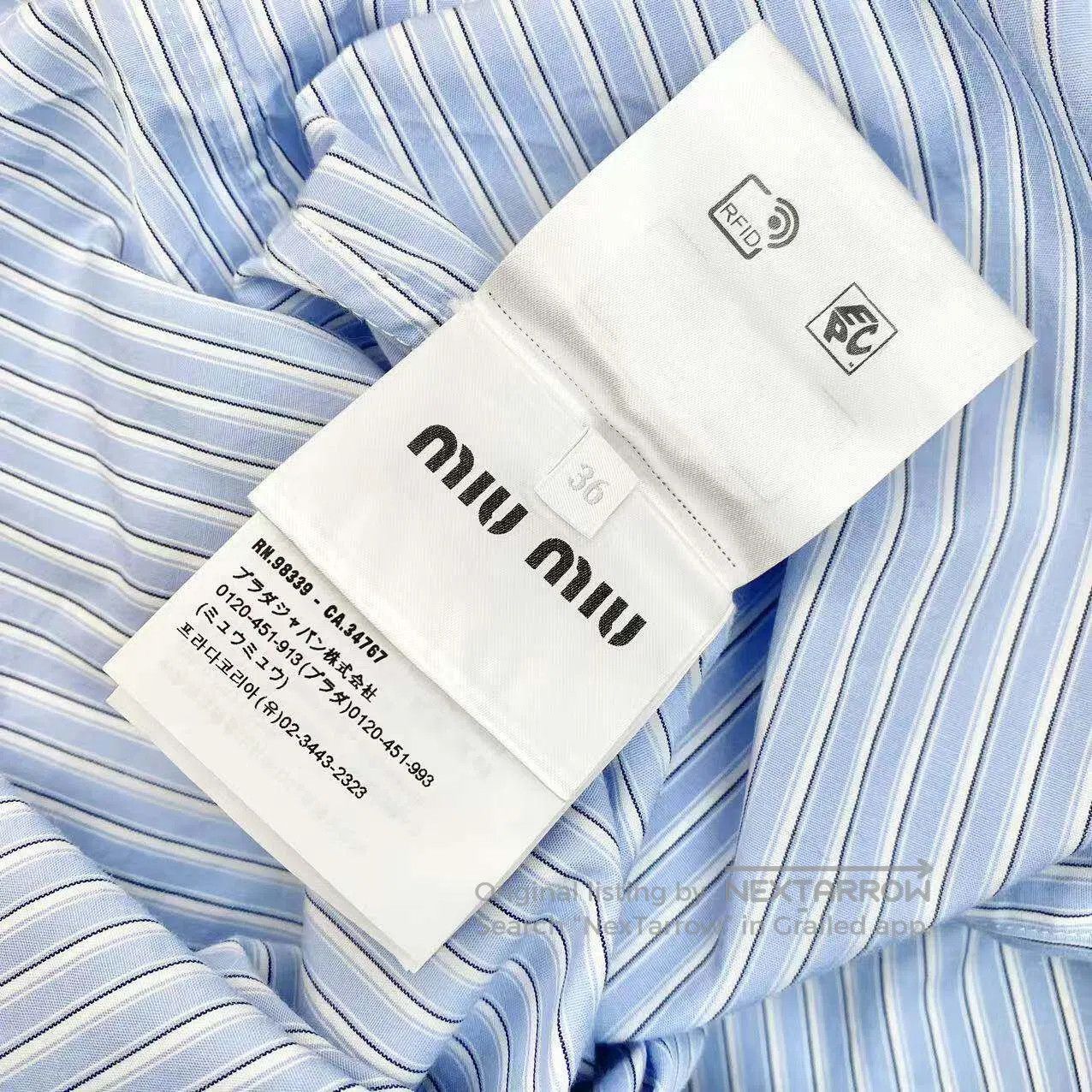 Miu Miu Miu Miu Striped embroidered monogram logo long-sleeved shi Size XXS / US 00 / IT 34 - 4 Thumbnail