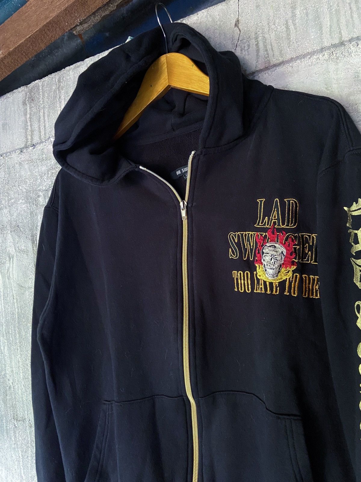 Beauty Beast × Hysteric Glamour × Japanese Brand LAD SWINGER TOO LATE TO DIE SKULL ZIP HOODIE Size US M / EU 48-50 / 2 - 5 Thumbnail