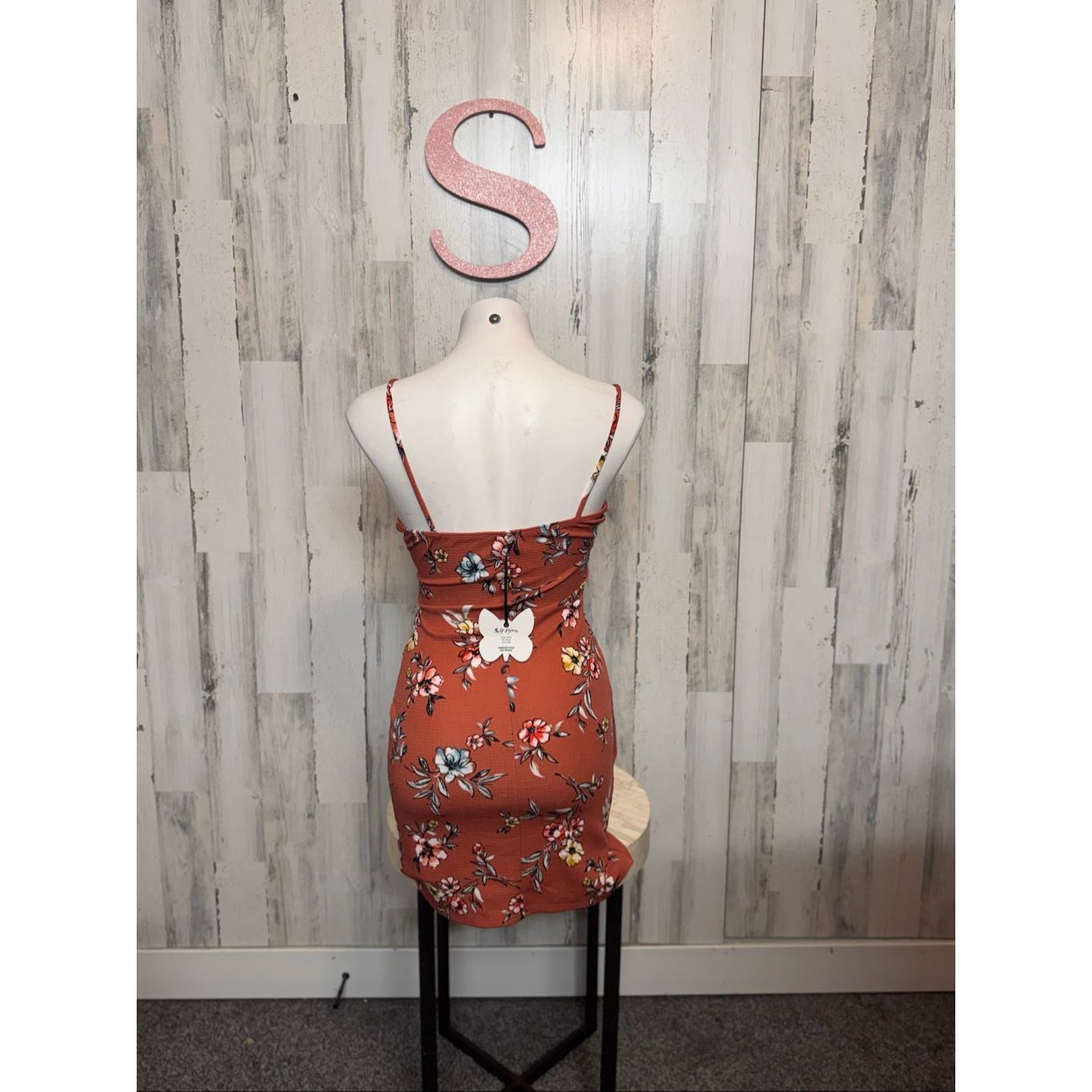 Other Love J Rust Floral Bodycon Mini Dress Asymmetrical Hem – Siz Size S / US 4 / IT 40 - 4 Thumbnail