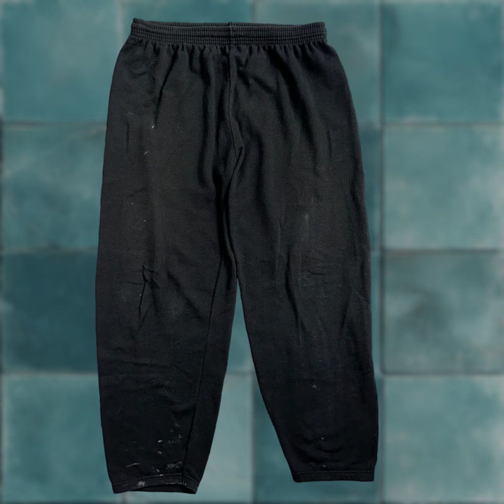 Fruit Of The Loom VINTAGE Fruit of the Loom Sweatpants 70s Fleece Black Adult L Men Regular Drawstring 90s Theme Size US 33 - 1 Thumbnail