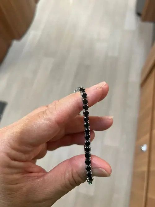 Sterling Silver 4mm Tennis Chain Sterling Silver Black Zirconia Bracelet Size ONE SIZE - 3 Thumbnail