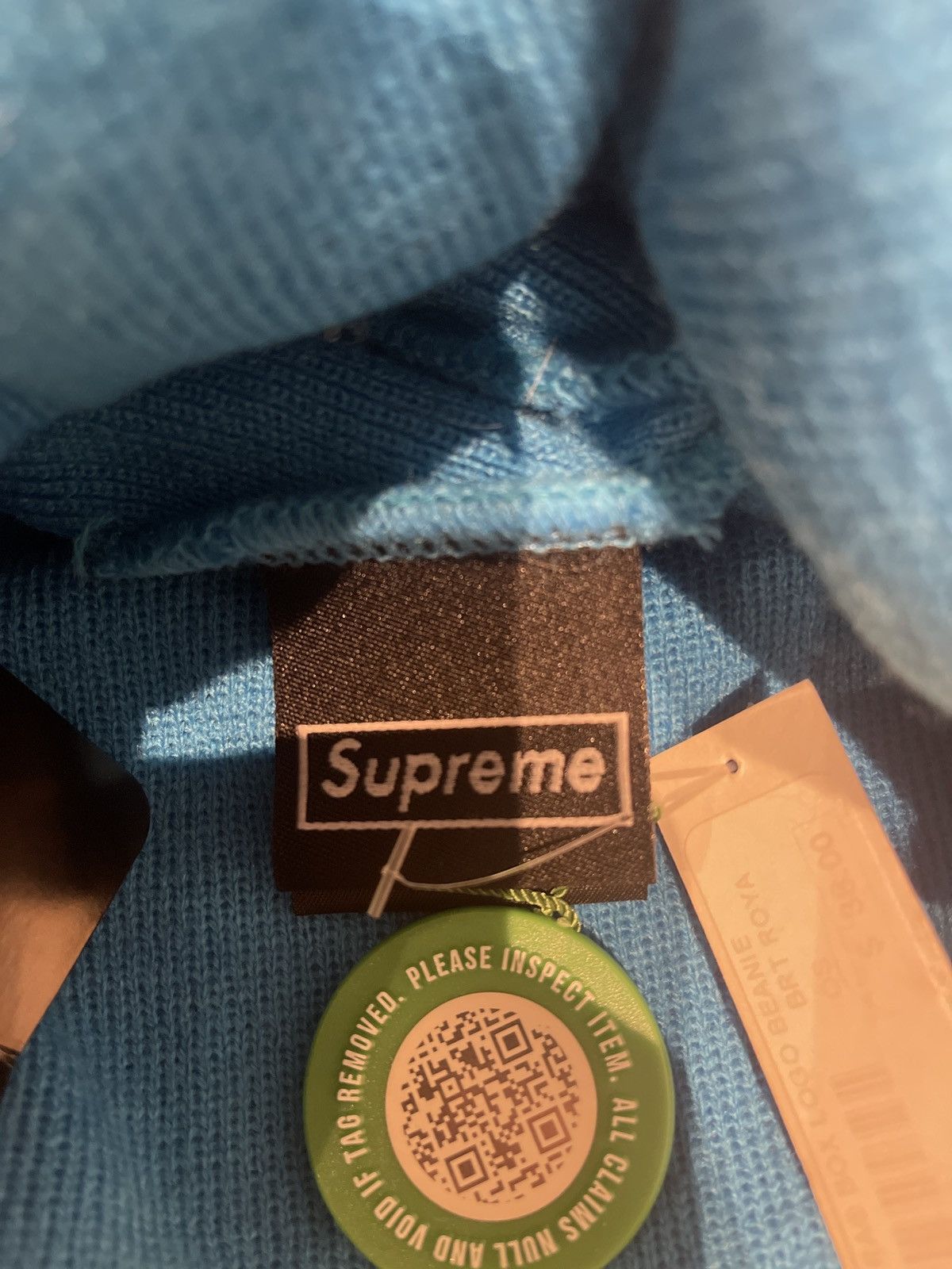 New Era × Supreme Supreme x New Era FW18 Box Logo Blue Beanie Size ONE SIZE - 7 Thumbnail