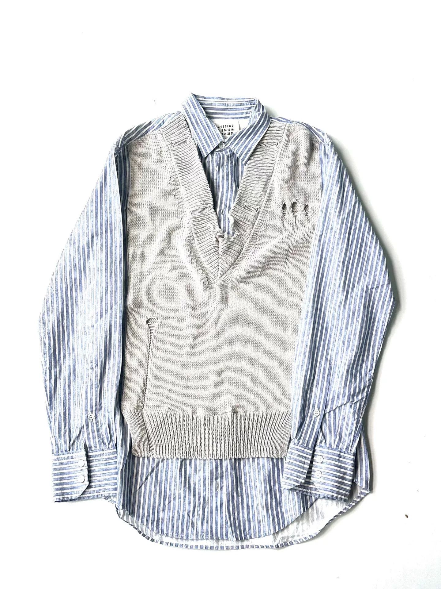 Maison Margiela Maison Margiela Distressed Layered Shirt Size US XXS / EU 40 - 1 Thumbnail