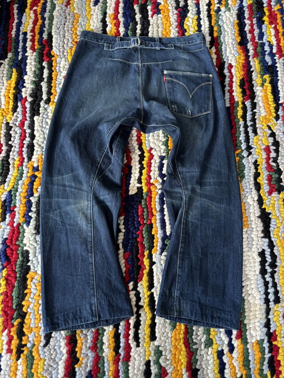Levi's Vintage Clothing Levis Engineered Twisted Leg Denim Buckle Back Size US 34 / EU 50 - 2 Thumbnail