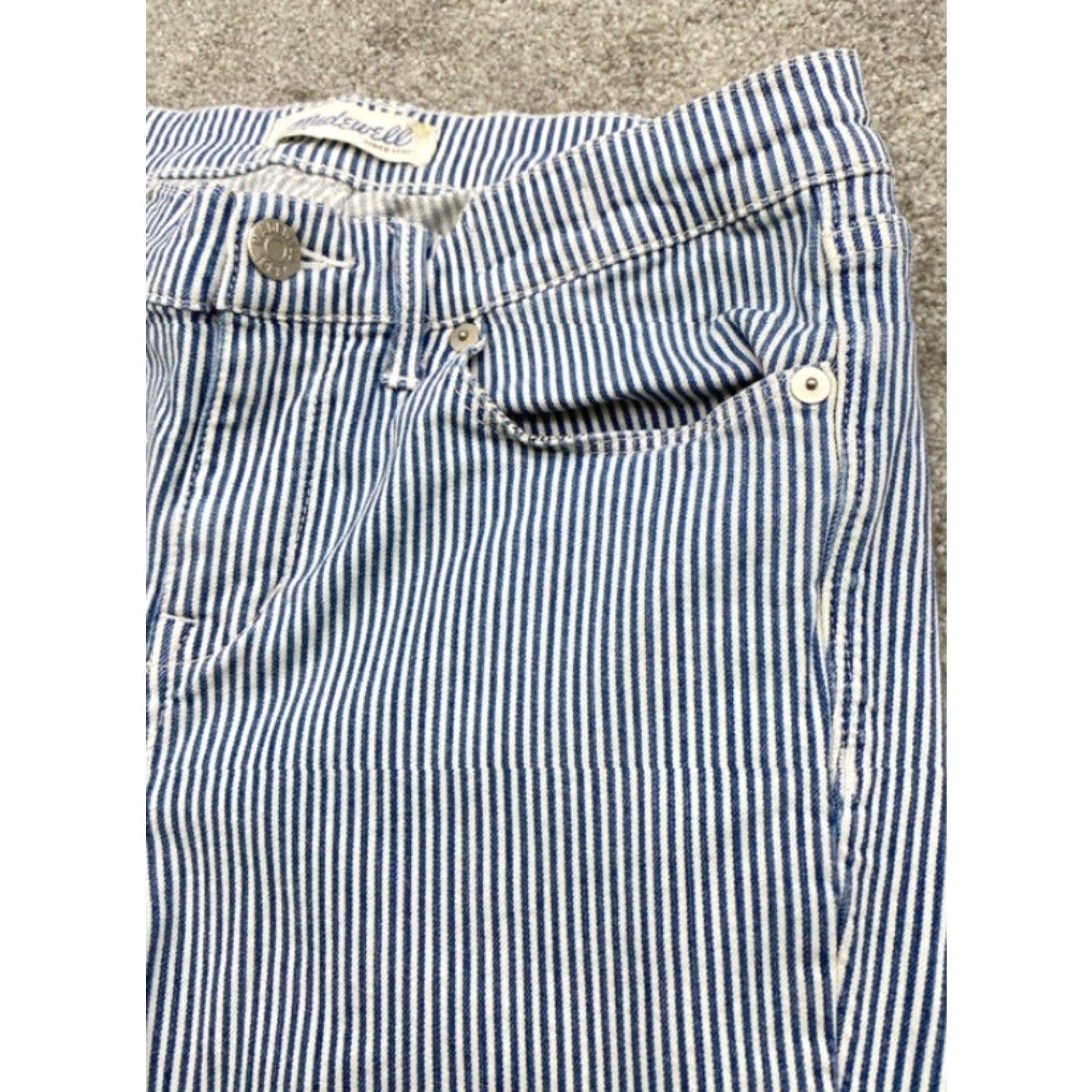 Madewell Madewell Jeans Women's 28 Blue White Striped Denim Slim Fit Zippered Ankles 5327 - Shirt/Jeans? Size 28" / US 6 / IT 42 - 7 Thumbnail