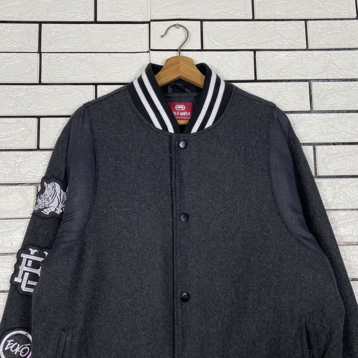 Ecko Unltd. Vintage Wool Bomber Jacket Ecko Untld Big Logo Size US L / EU 52-54 / 3 - 4 Thumbnail