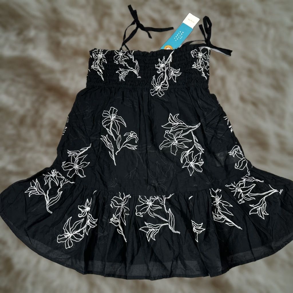 Tanya Taylor Tanya Taylor Swim Mini Lina Dress Black Floral Embroidery Sheer Sundress Sz M Women Sleeveless Cotton Short Regular XS? Not applicable Size M / US 6-8 / IT 42-44 - 1 Thumbnail