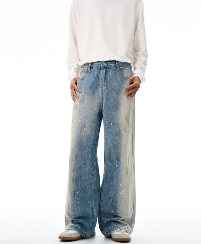 Japanese Brand American high street men's washed retro splatter paint jeans Size US 32 / EU 48 - 1 Thumbnail