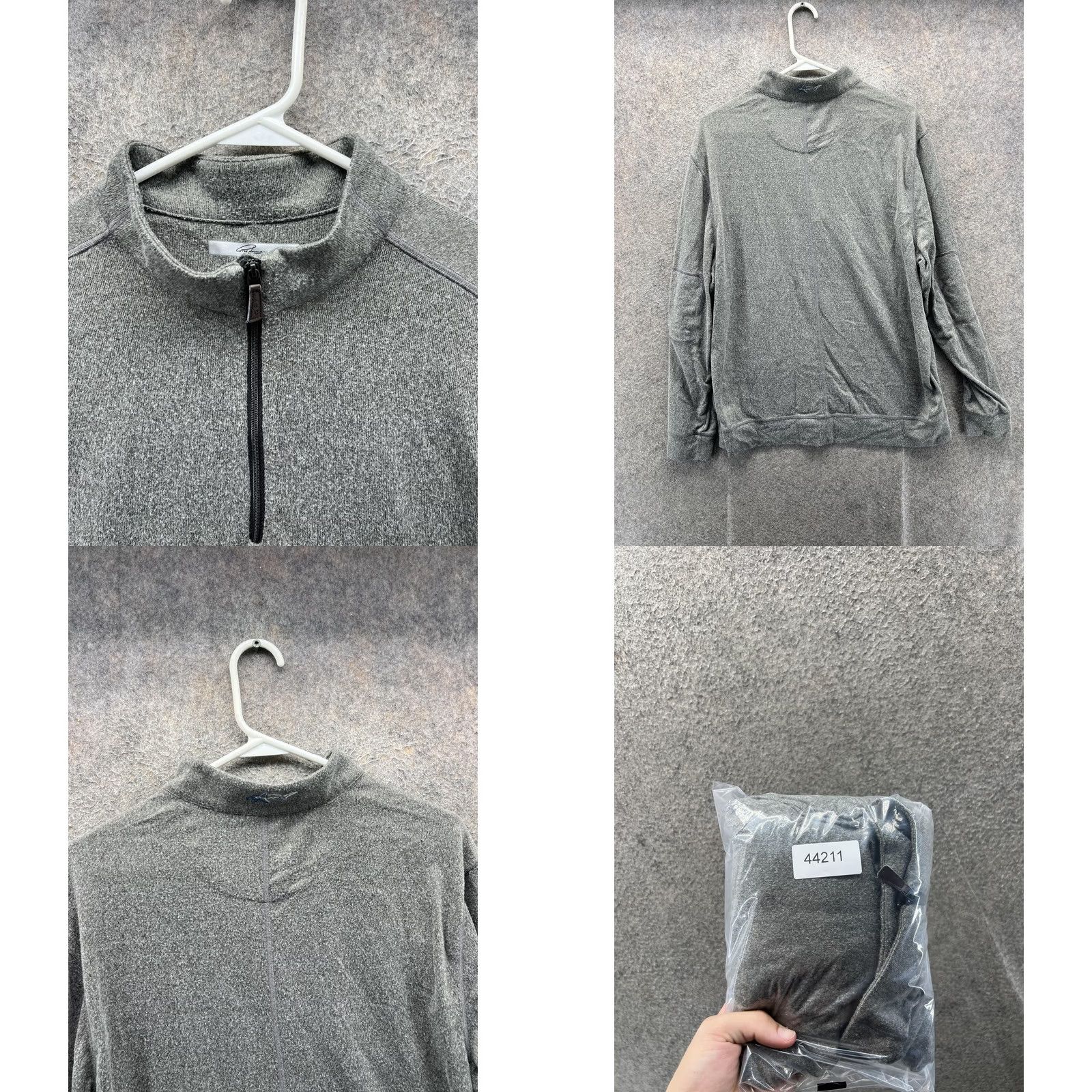 Vintage Greg Norman Mens Large Gray 1/4 Zip Knit Golf Shirt Top Performance Pullover Size US L / EU 52-54 / 3 - 8 Thumbnail
