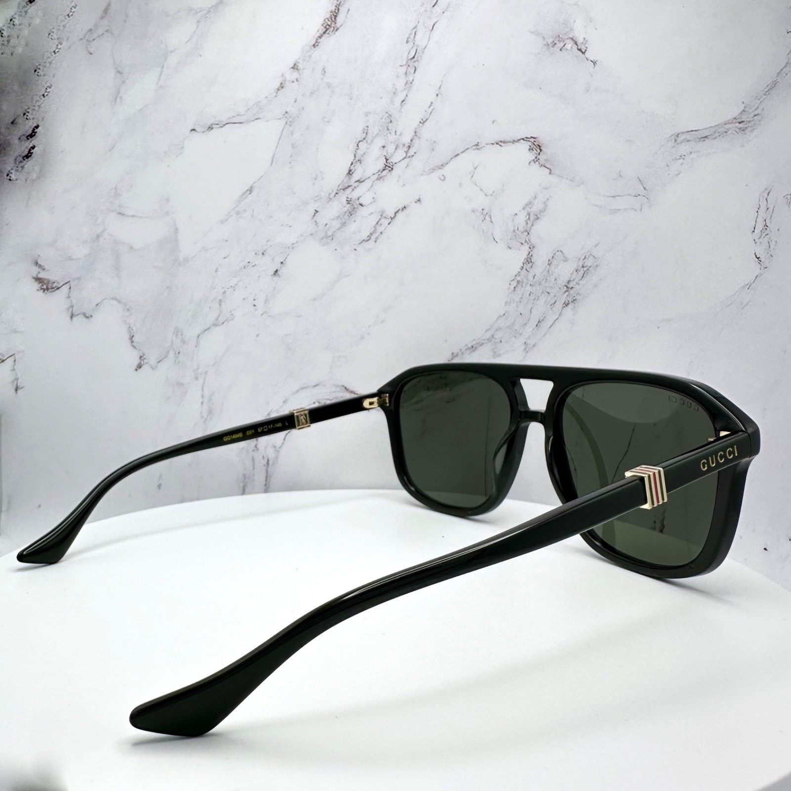 Gucci New GUCCI Sunglasses Black Aviator Pilot Gold Logo Metal Size ONE SIZE - 14 Thumbnail