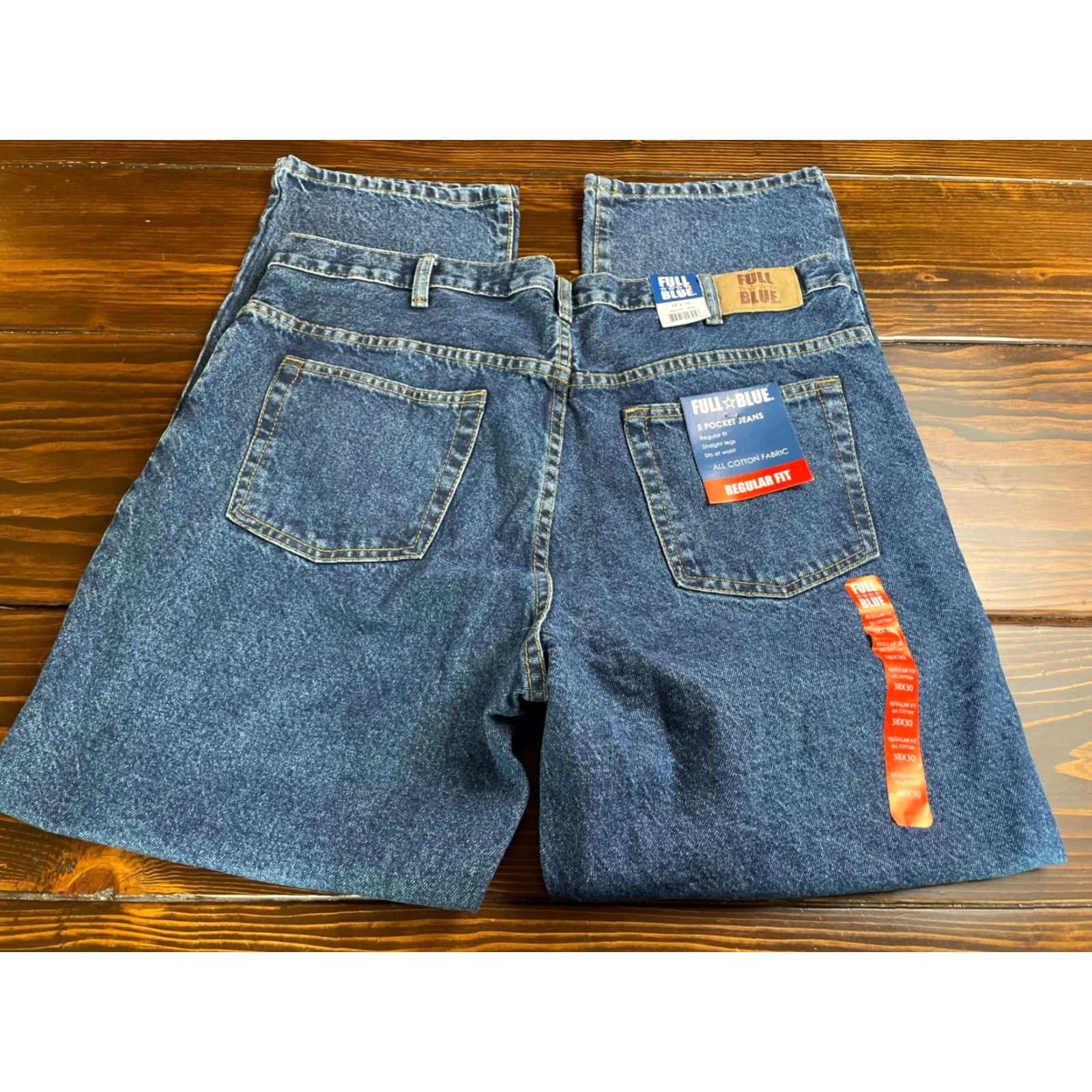 Vintage Full Blue Jeans Men 38x30 Denim 5 Pocket Straight Leg NEW Jeans Regular Mens Shoes No Size US 38 / EU 54 - 2 Thumbnail