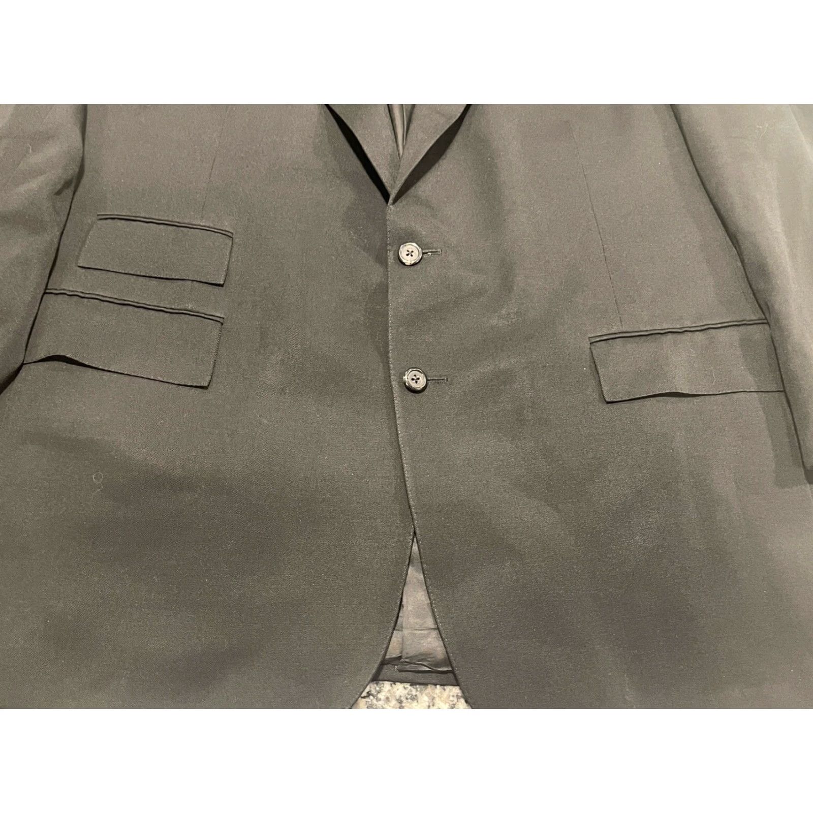 Polo Ralph Lauren VTG Polo Ralph Lauren Blazer 46 Black Wool 2 Button Notch USA 1990s Men Regular Jacket Blazer, Single-Breasted, Dry Clean Only, Solid, Cupro Lining Size US XXL / EU 58 / 5 - 2 Thumbnail