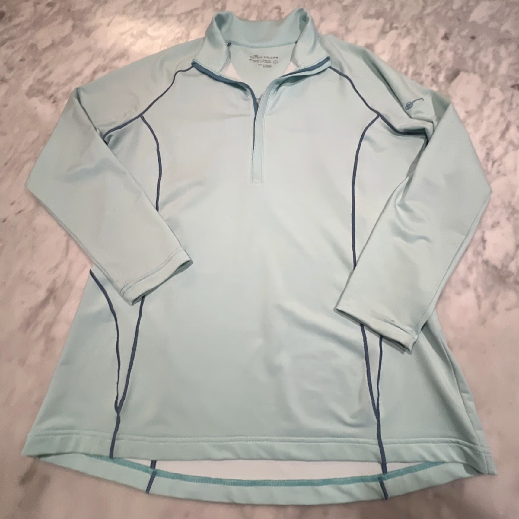 Peter Millar VINTAGE Peter Millar Quarter Zip Shirt Womens Large Light Blue Pockets 90s Event or Theme Mens? Size L / US 10 / IT 46 - 2 Thumbnail