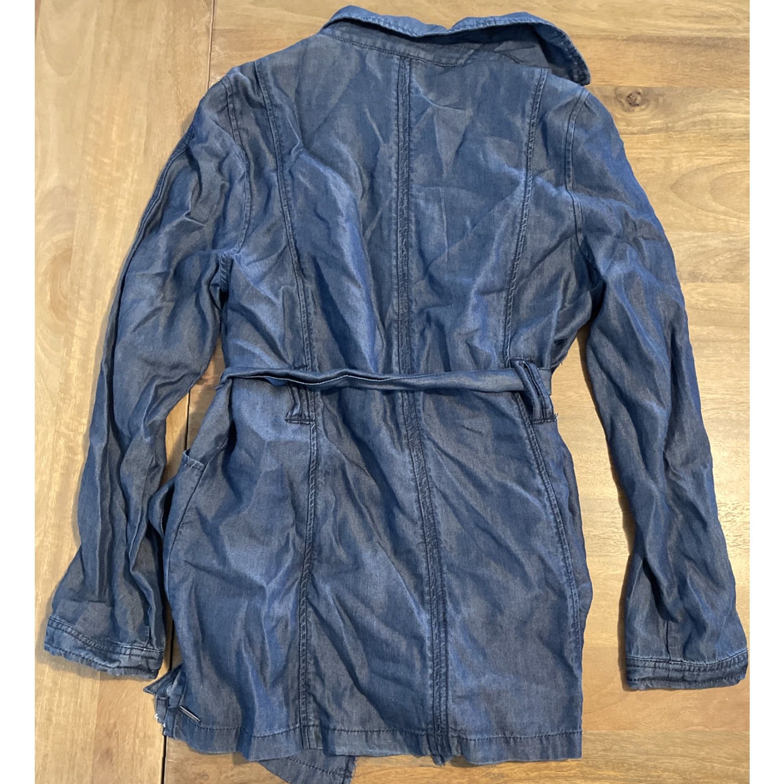 Vintage Tahari Jacket Womens S Belted Long Sleeve Open Front Dark Blue Tencel City 90s Womens Jacket Size S / US 4 / IT 40 - 3 Thumbnail