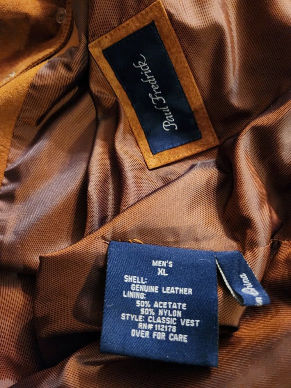 Paul Fredrick Paul Fredrick men's new brown leather vest size: XL Size US XL / EU 56 / 4 - 2 Thumbnail